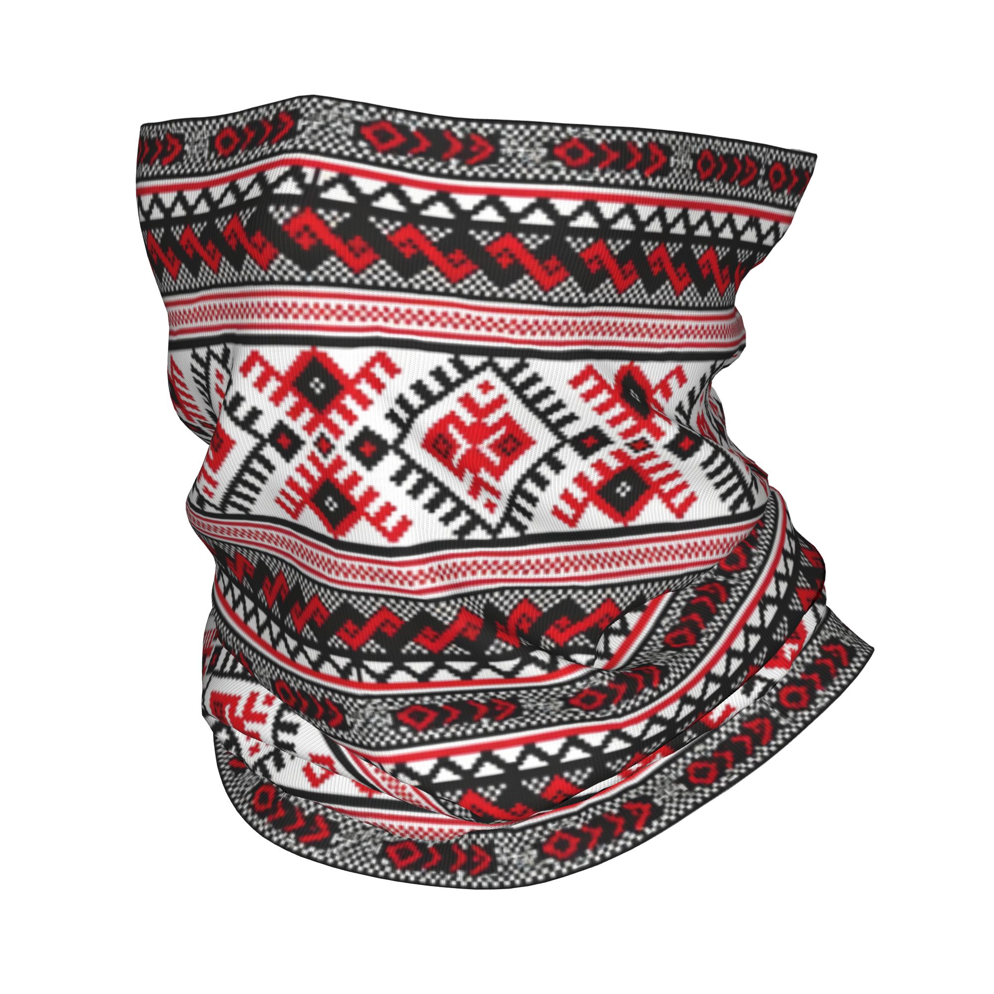 Neck Gaiter Fleece - カスタムウクライナ刺繍バイシヴァンカネックゲイター、男女兼用、UVカット、冬用、ボヘミアン幾何学模様、サイクリング用バンダナスカーフ