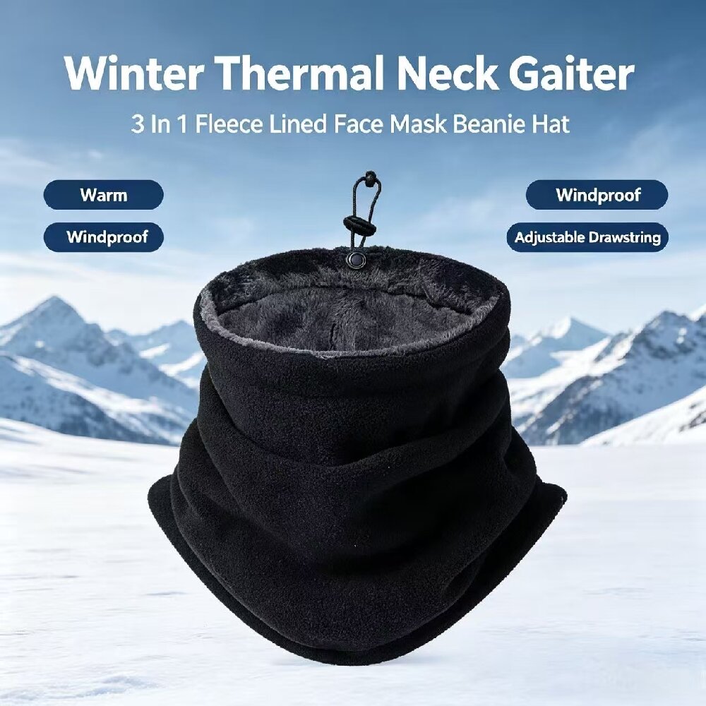 Neck Gaiter Fleece - 冬用バイク用防寒マスク 男女兼用 フリースネックウォーマー アウトドア 防風スカーフ キャンプ