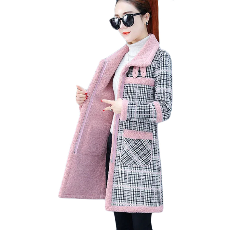 女性用ラムウールコート,厚手のベルベットコート,暖かいロング - Wool Coat Peacoat のレビューと価格