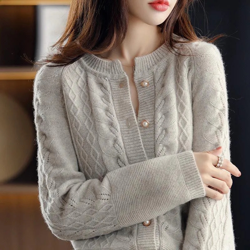 ヴィンテージニットカーディガンジャケット女性の 2026 春 - Wool Coat Peacoat のレビューと価格