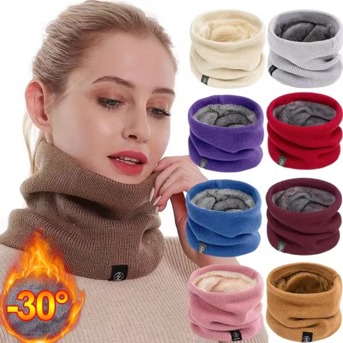 女性用、暖かく厚手の冬用マフラー。ウールニット素材、フリース - Winter Headband Fleece のレビューと価格