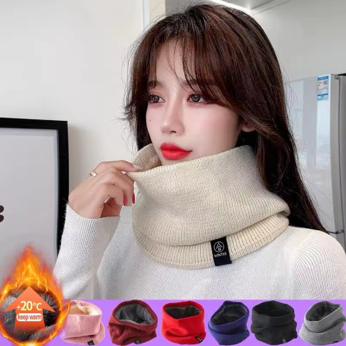 女性用、暖かく厚手の冬用マフラー。ウールニット素材、フリース - Winter Headband Fleece のレビューと価格