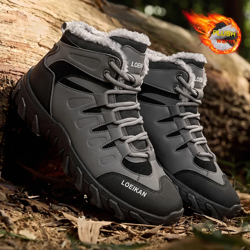 メンズ冬用スノーブーツ、裏地がプラッシュ素材のハイカット、滑 - Waterproof Winter Boot のレビューと価格