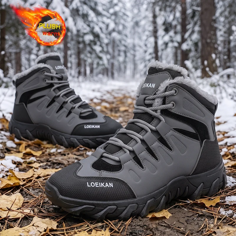 メンズ冬用スノーブーツ、裏地がプラッシュ素材のハイカット、滑 - Waterproof Winter Boot のレビューと価格