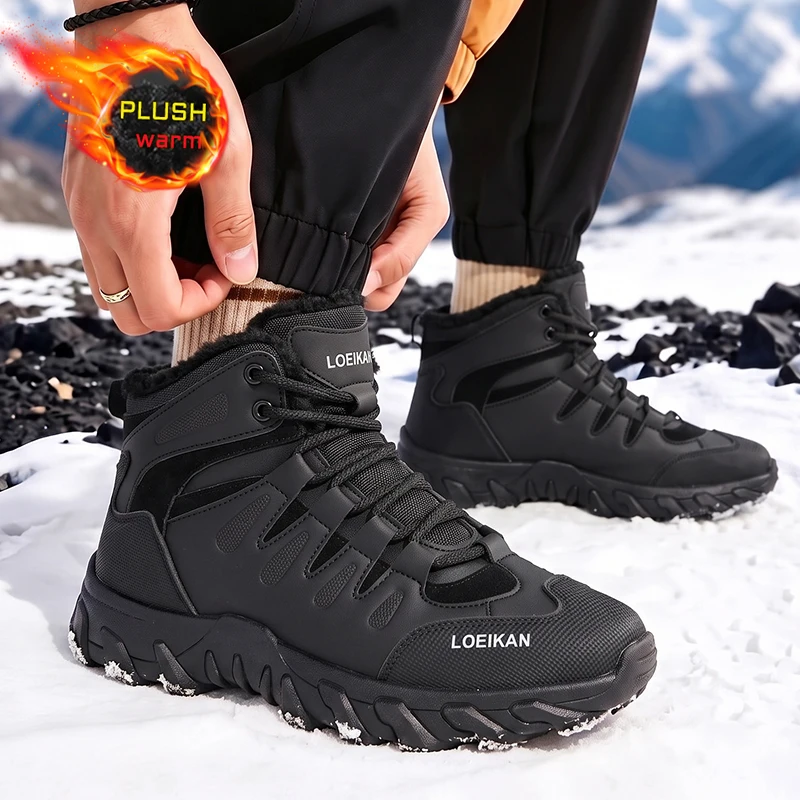 メンズ冬用スノーブーツ、裏地がプラッシュ素材のハイカット、滑 - Waterproof Winter Boot のレビューと価格