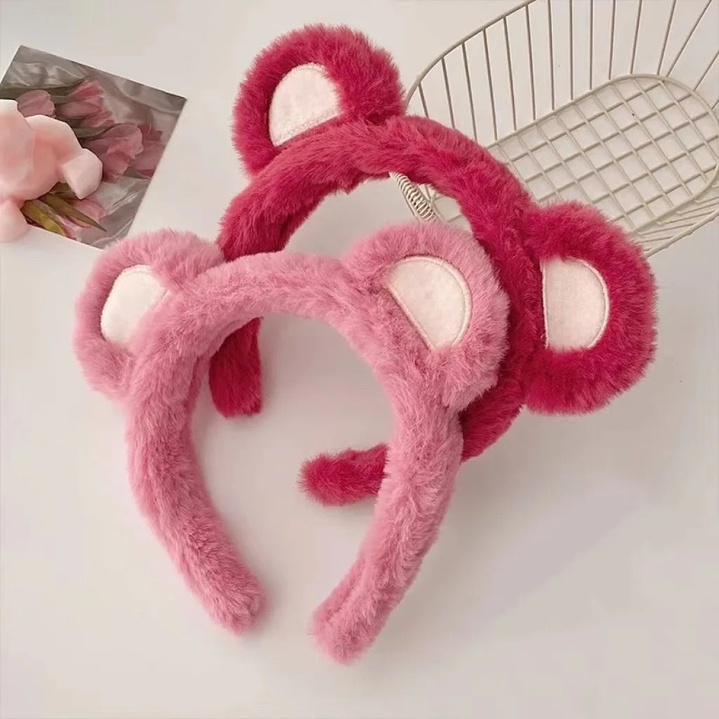 1-5個入り かわいいイチゴ柄のクマのぬいぐるみヘアフープ  - Winter Headband Fleece のレビューと価格