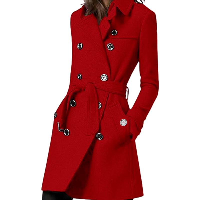 女性用ウールブレンドトレンチコート,ダブルブレスト,裏地付き - Wool Coat Peacoat のレビューと価格