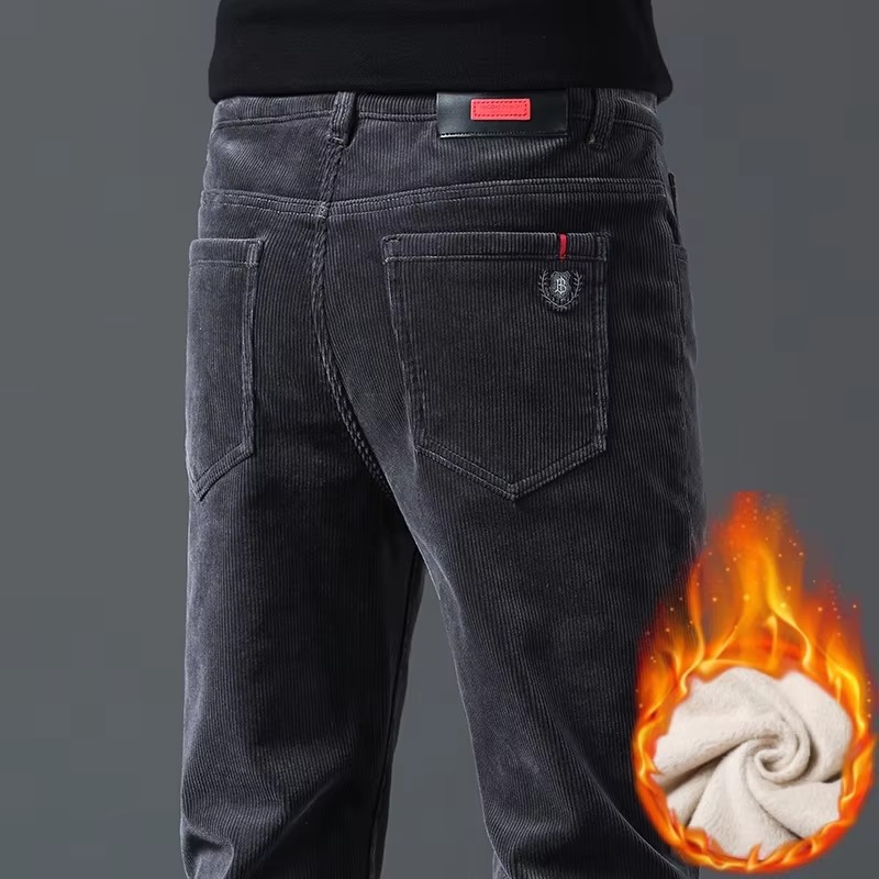 メンズ コーデュロイパンツ 冬用 厚手裏地付き ふわふわ素材 - Corduroy Pant Warm のレビューと価格