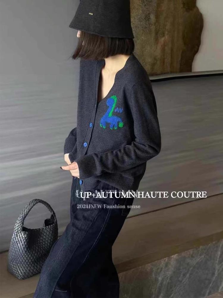 女性用Vネックジャカードカーディガン,カジュアルセーター,ソ - Wool Coat Peacoat のレビューと価格