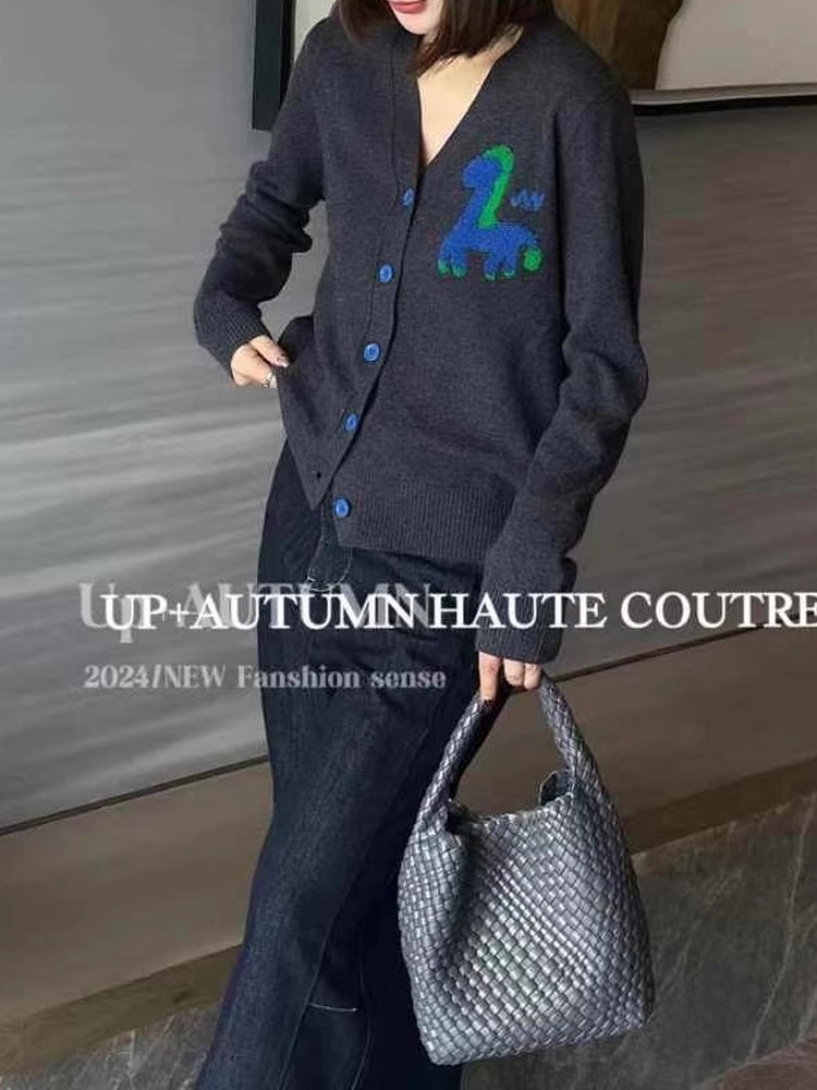 女性用Vネックジャカードカーディガン,カジュアルセーター,ソ - Wool Coat Peacoat のレビューと価格