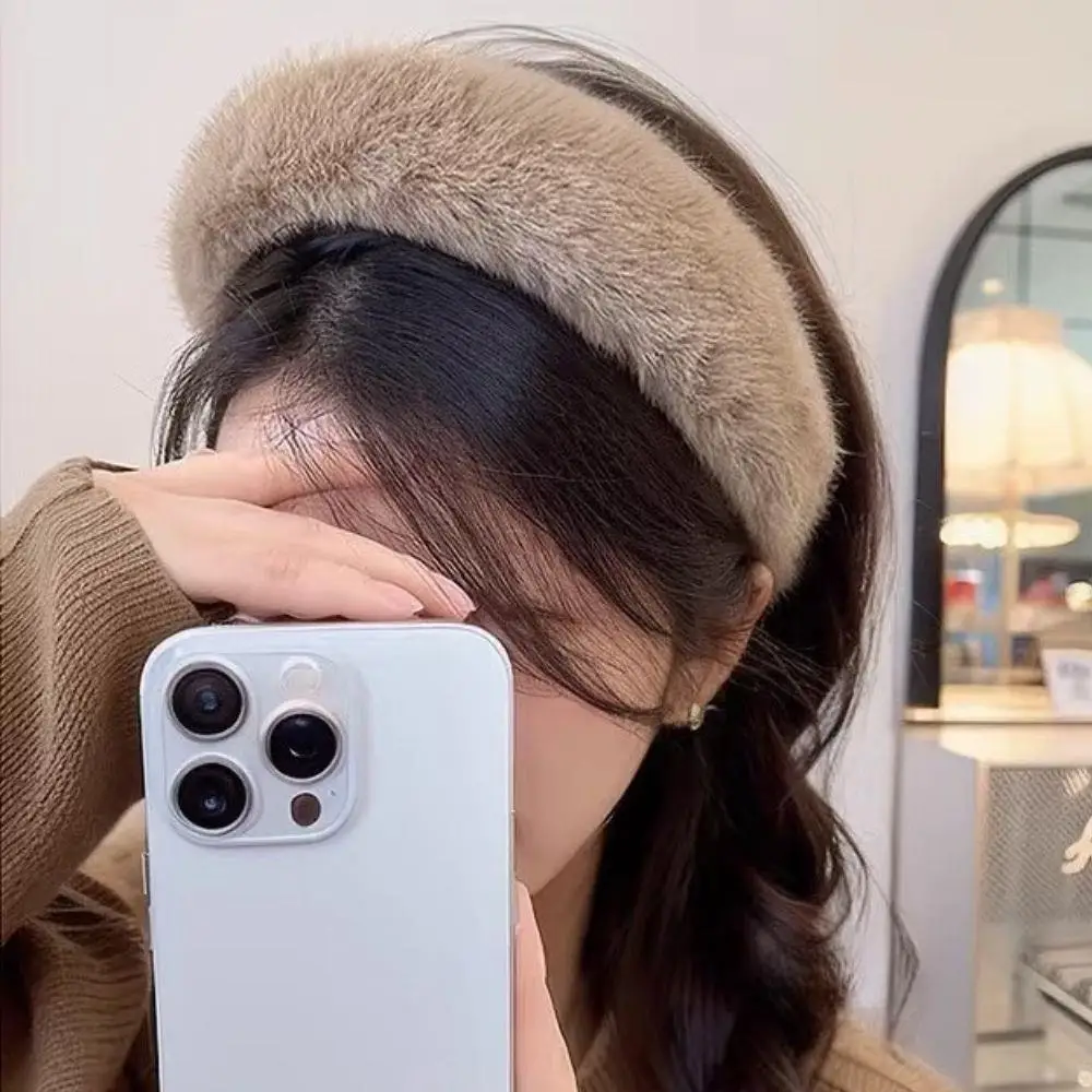 2025秋冬ミンクファー無地ヘッドバンド韓国風ふわふわファー - Winter Headband Fleece のレビューと価格