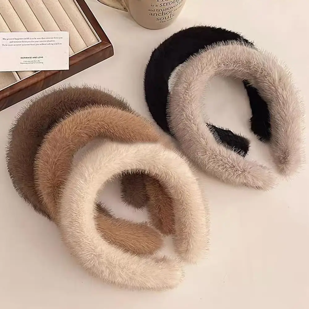 2025秋冬ミンクファー無地ヘッドバンド韓国風ふわふわファー - Winter Headband Fleece のレビューと価格