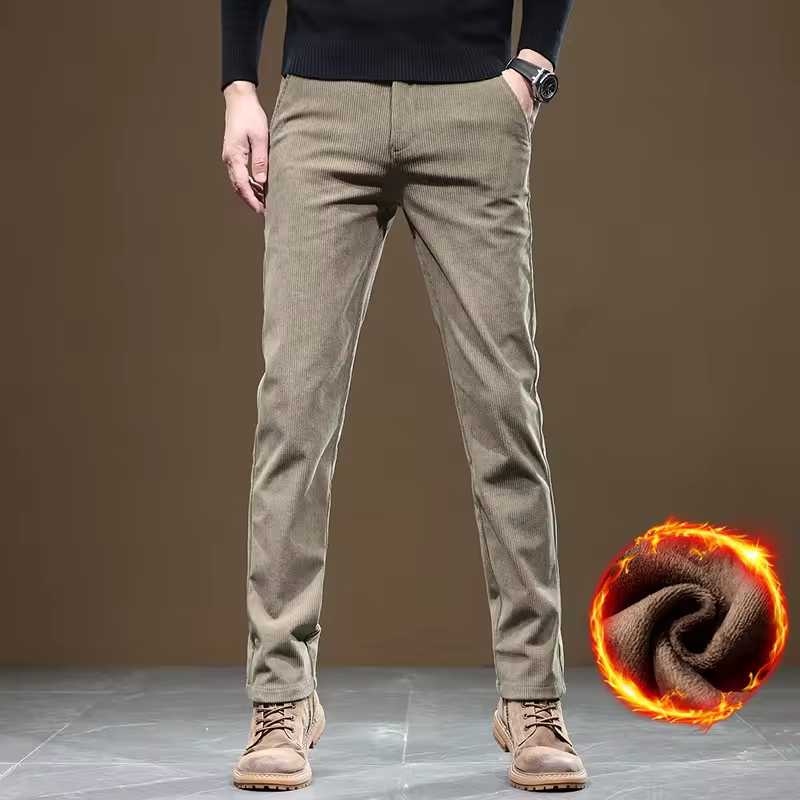 メンズ厚手暖かいビジネスパンツ 冬用カジュアルフリースパンツ - Corduroy Pant Warm のレビューと価格